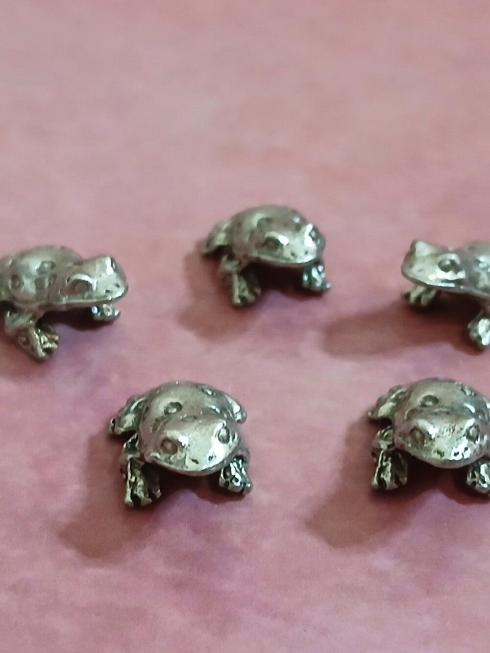 Set of Five Vintage Mini Pewter Toad Figures